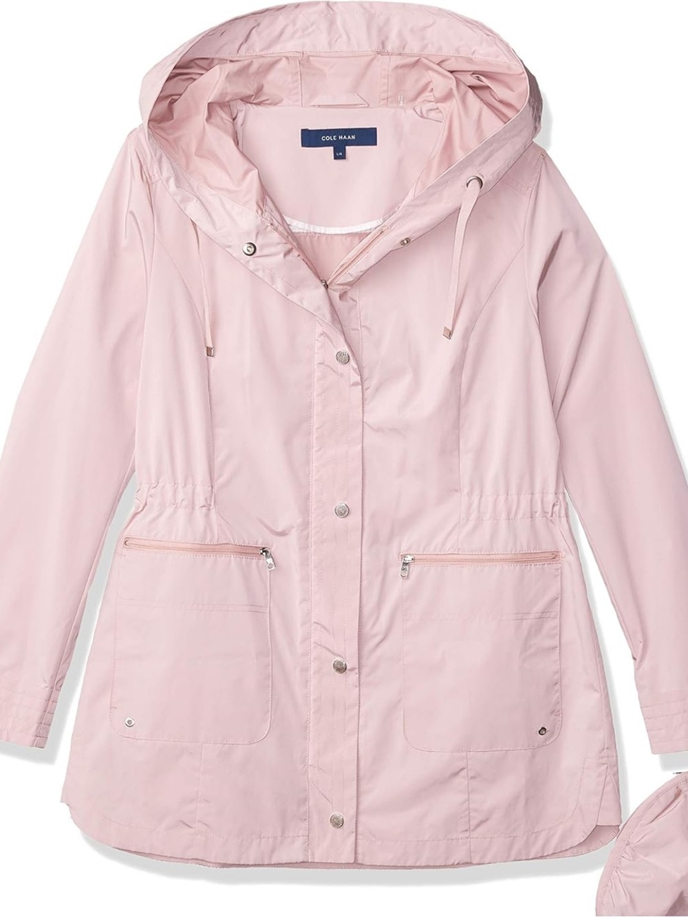 Cole Haan Pale Pink Hooded Anorak Rain Jacket